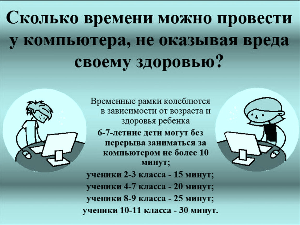 Влияние компьютера и мобильного телефона на здоровье школьника