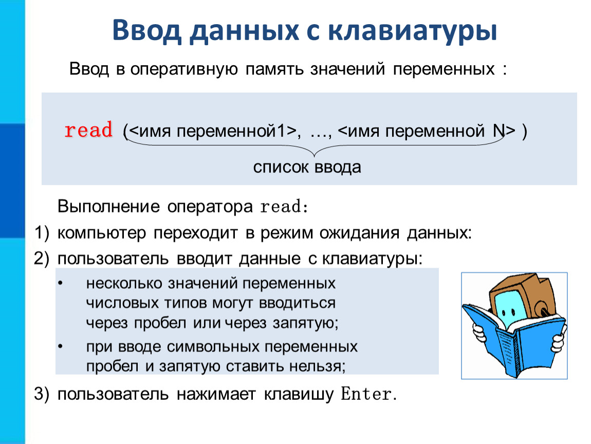 Ввод данных с клавиатуры. Ввод и вывод данных Информатика 8 класс. Организация вывода данных. Организация ВВОДАИ выводадданных. Ввод данных конспект.