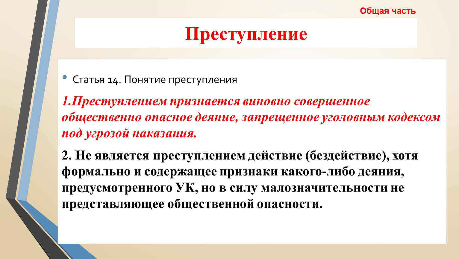 Понятие преступления презентация по праву