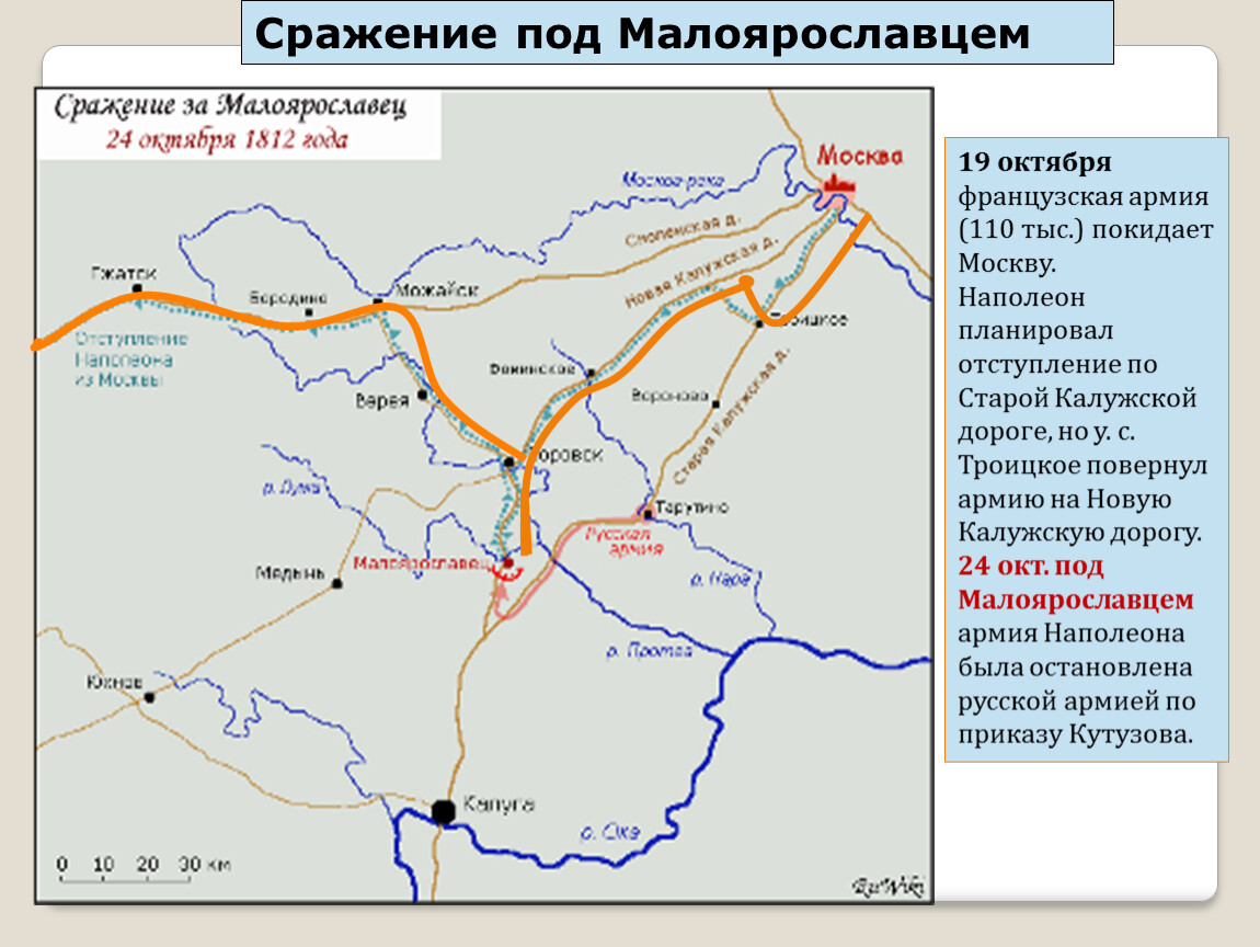 Карта малоярославца 1812 года