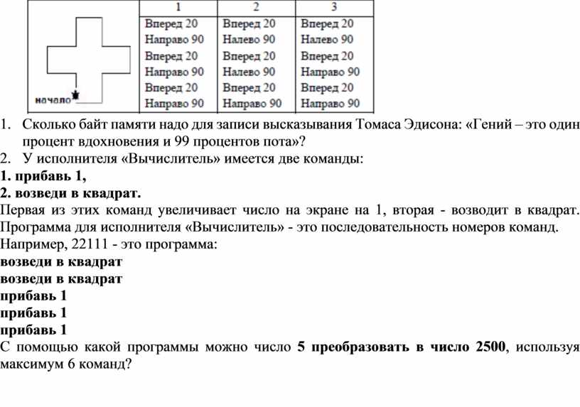 Сколько байт памяти надо для записи высказывания
