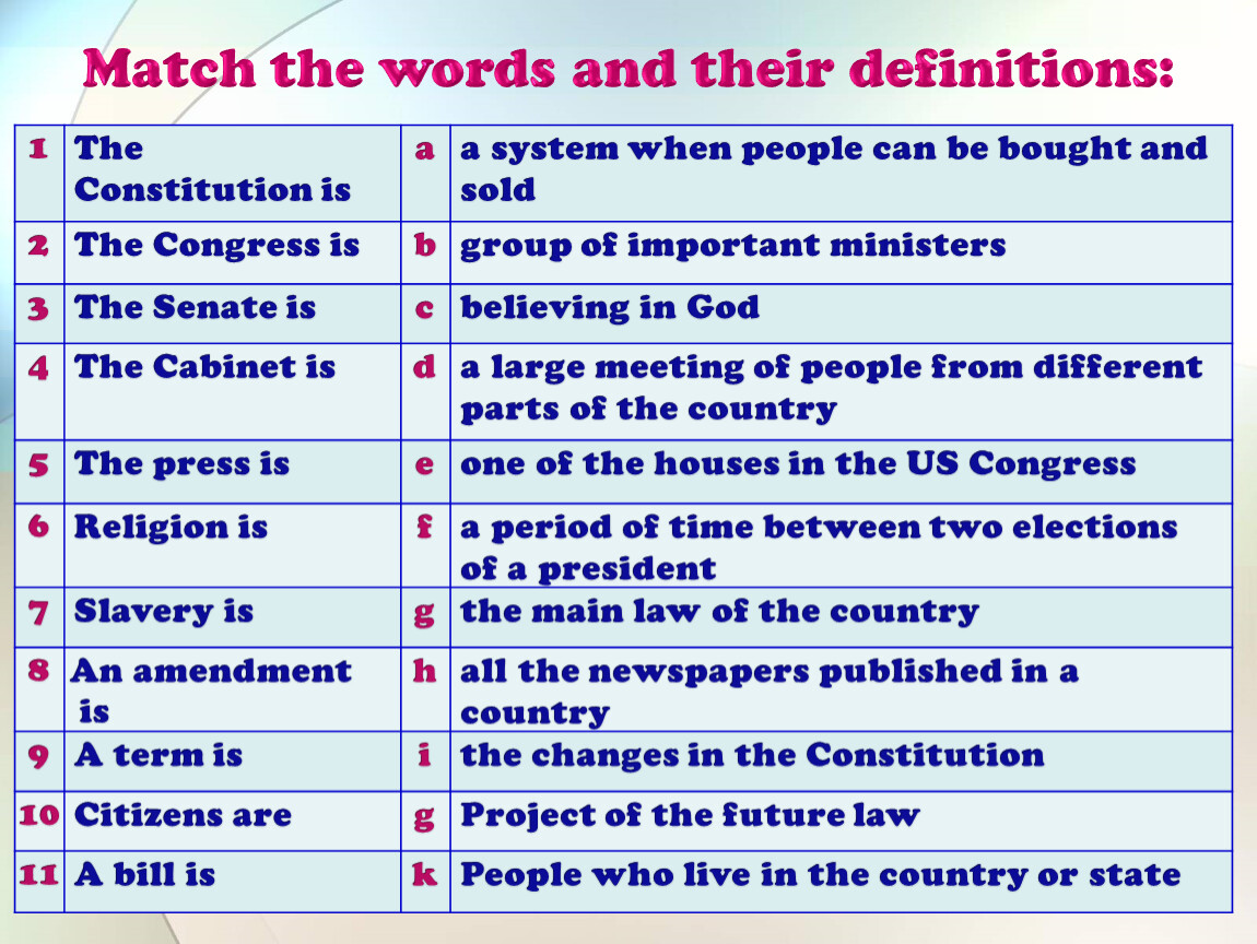 Match the words and symbols