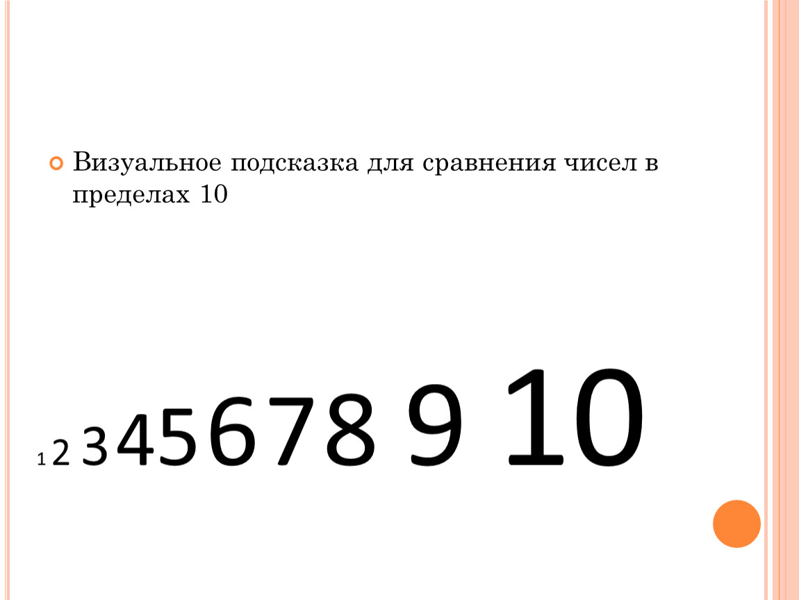 Сравнение чисел в пределах 10 презентация