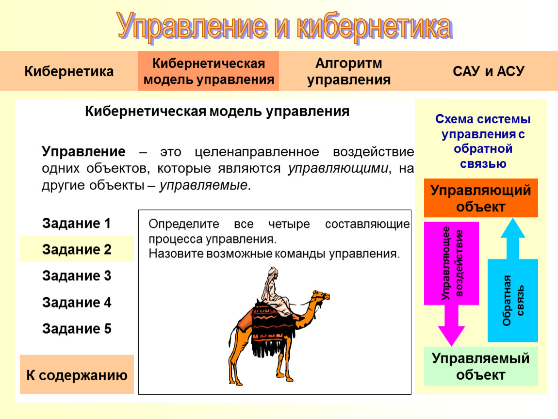 Кибернетическая модель управления схема