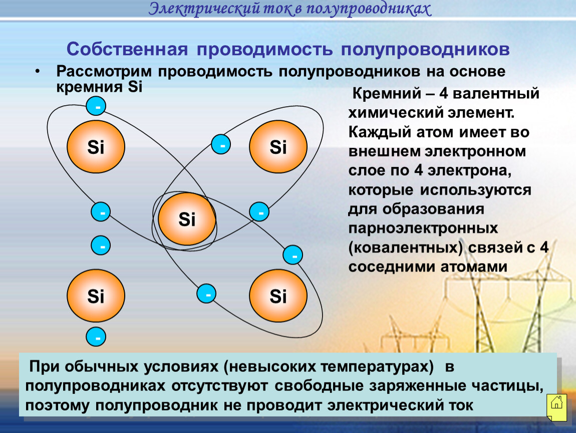 Собственная проводимость. Собственная электрическая проводимость полупроводников. Собственная проводимость полупроводника. Собственная производимость. Электрический ток в полупроводниках Собственная проводимость.