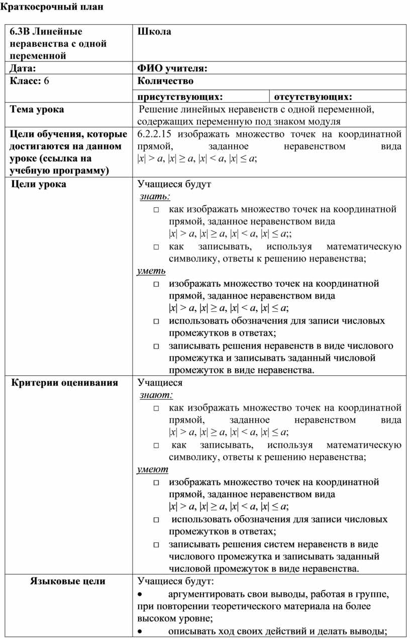 Краткосрочный план это план
