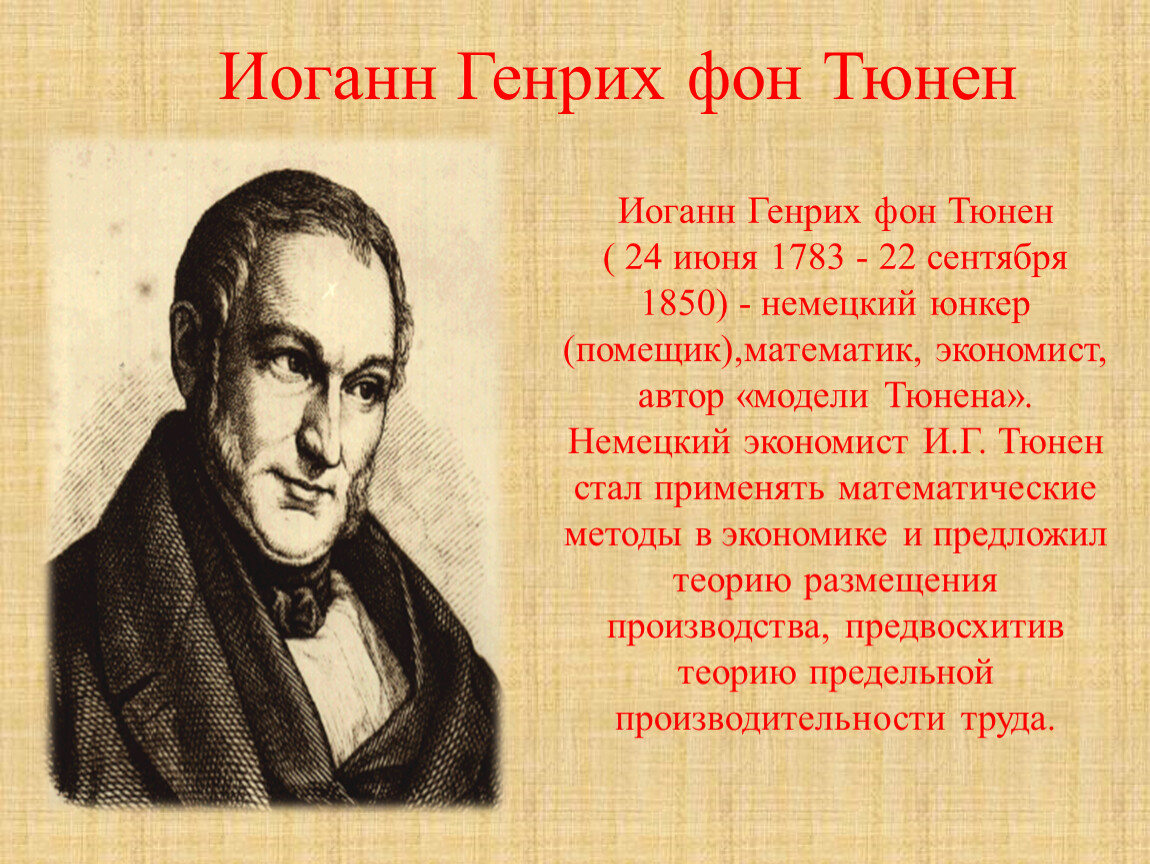 Иоганн фон. Иоганн Генрих фон Тюнен (1783–1850). Иоганн фон Тюнен (1783-1850). Иоганн Герман фон Тюнен. Генрих Тюнен.