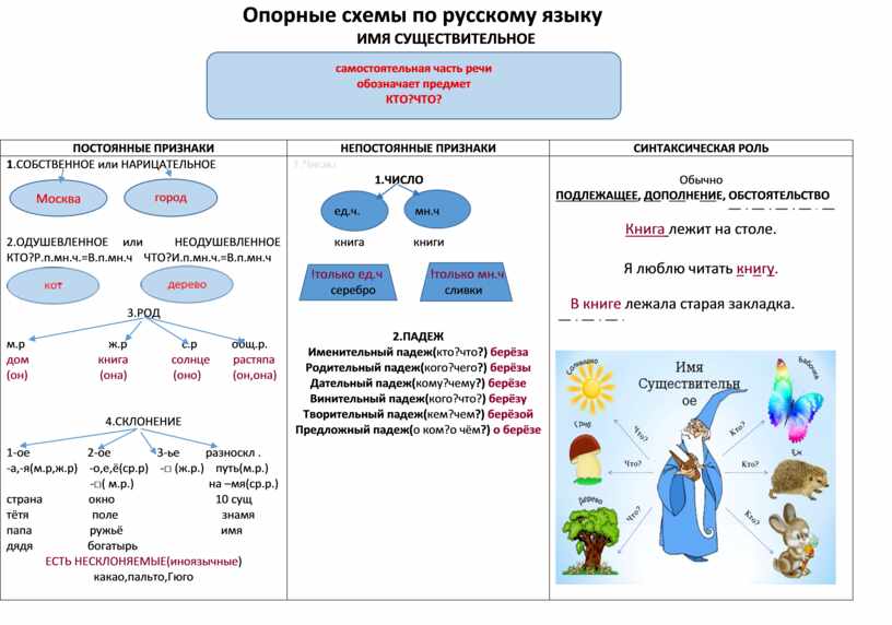 Имя существительное схема