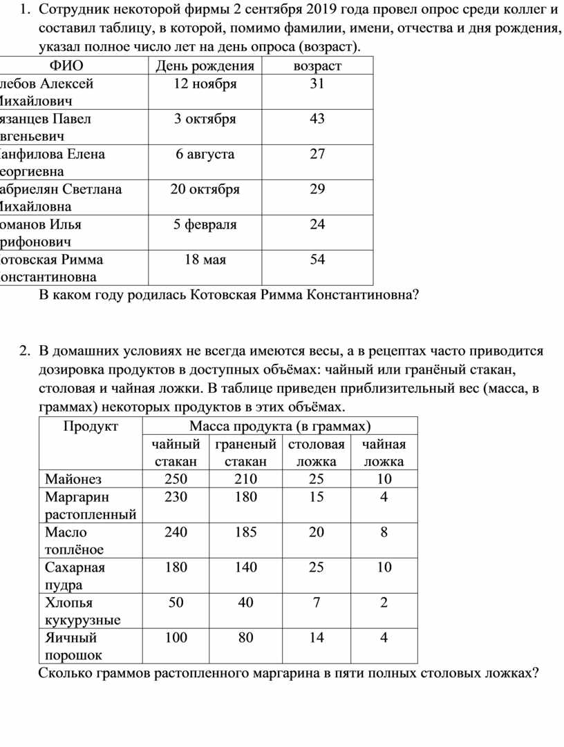 Практическая работа№1 Представление данных в виде таблиц. 7 класс.  Вероятность и статистика