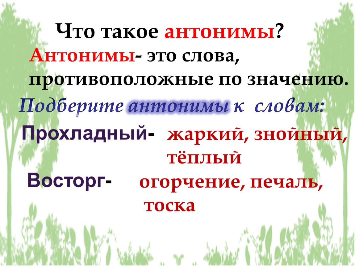 Слова антиподы 4 класс презентация