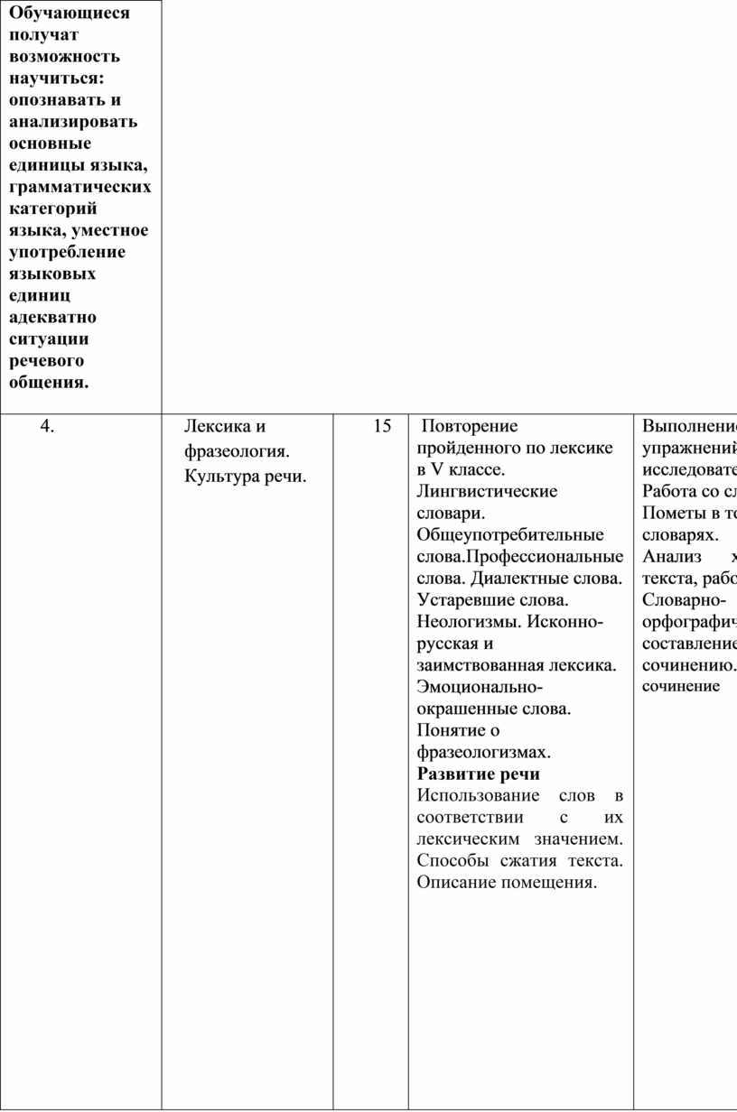 Рабочая программа по русскому языку 6 класс УМК Ладыженской