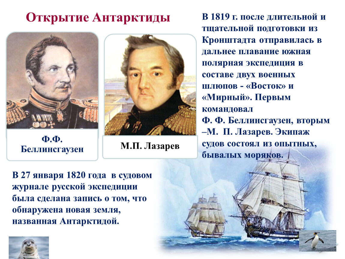 Экспедиции прибывают ответы. 27 Января 1820 года - открытие Антарктиды. Лисянский Крузенштерн открытие Антарктиды. Первый открыватель Антарктиды. Первое открытие Антарктиды.