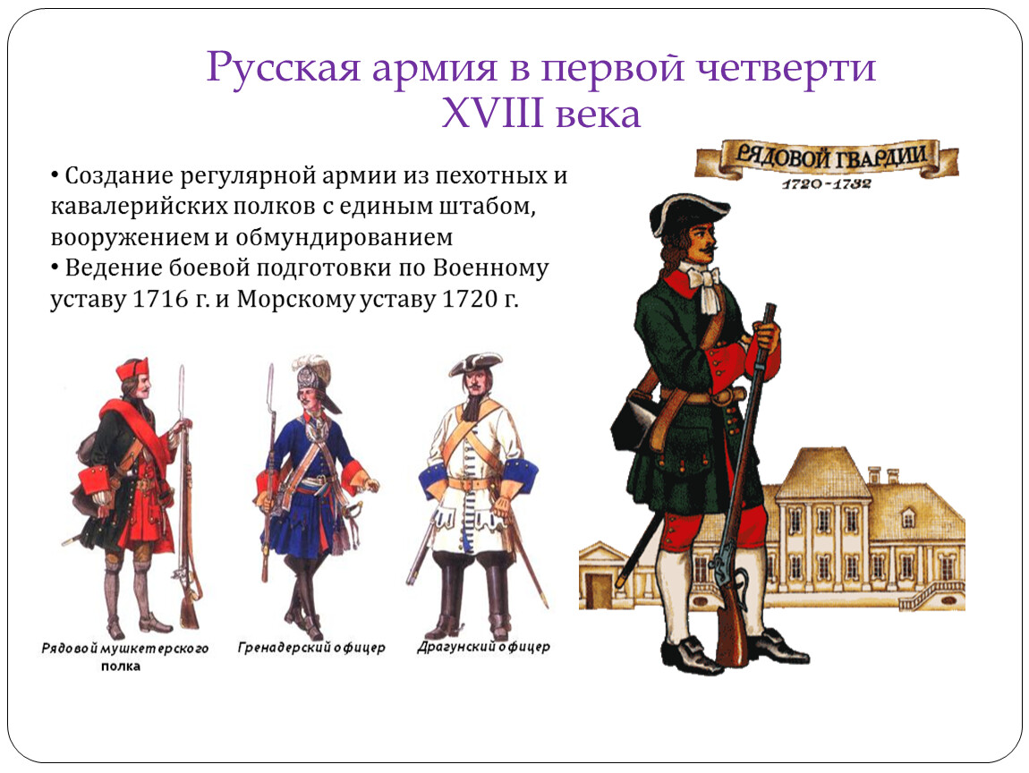 Первую половину xviii называют. Создание русской регулярной армии. Регулярная армия. Российская армия в 18 веке. Регулярная русская армия.