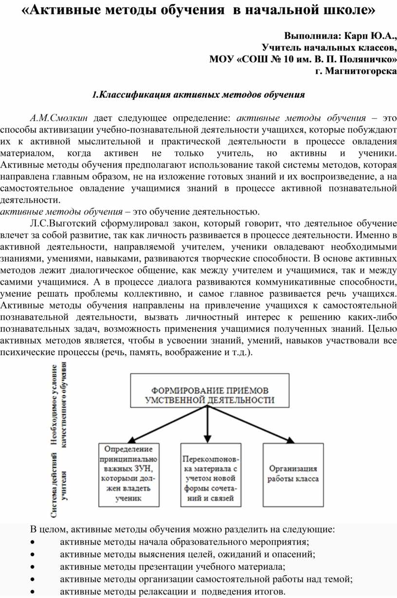 Активные методы обучения в начальной школе