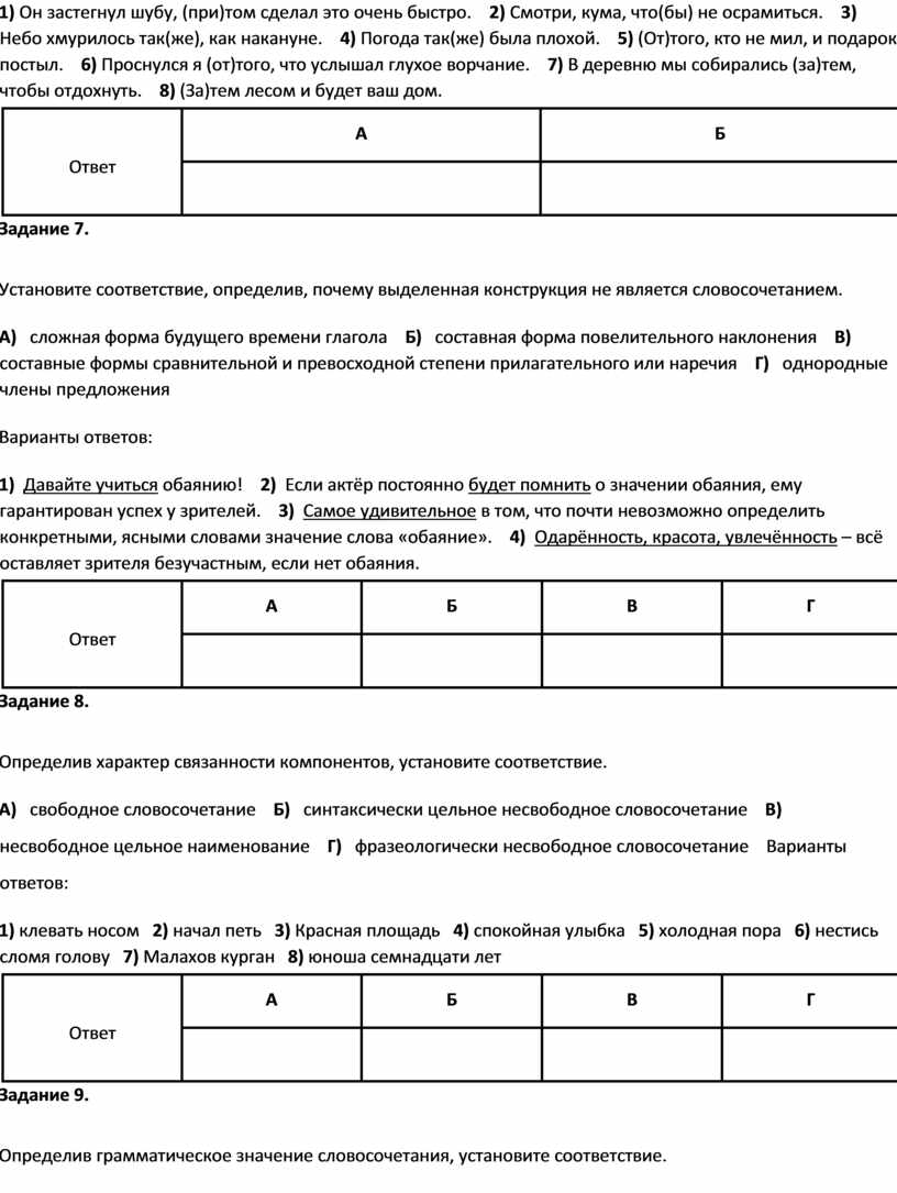 Тест по темам «Орфография 8 класс»