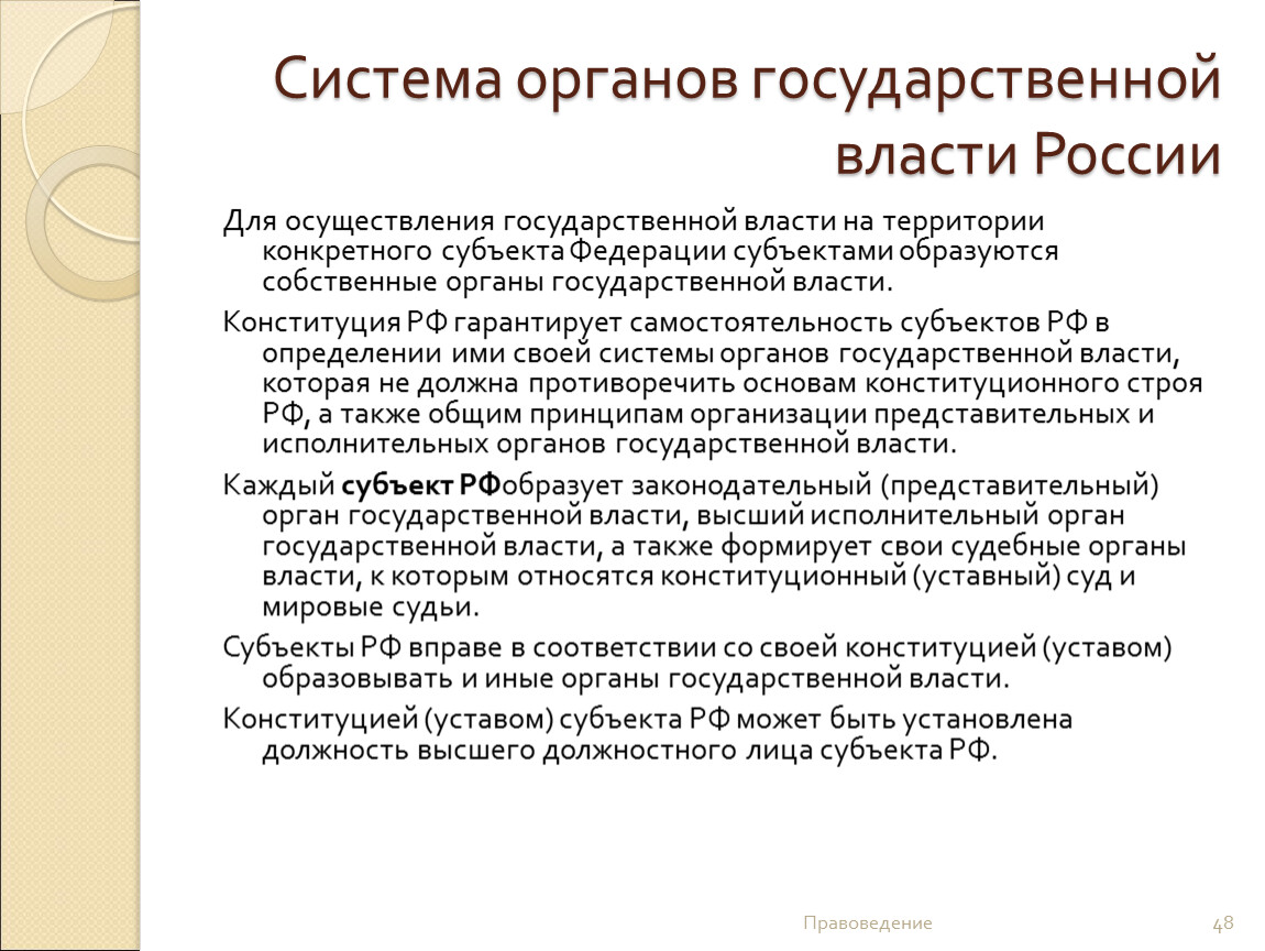 Конституционные уставные суды субъектов полномочия. Система органов государства.