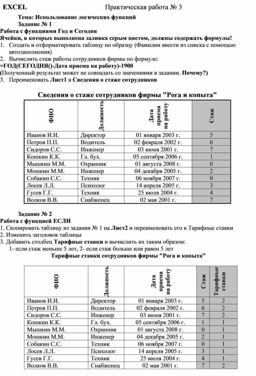 Использование логических функций