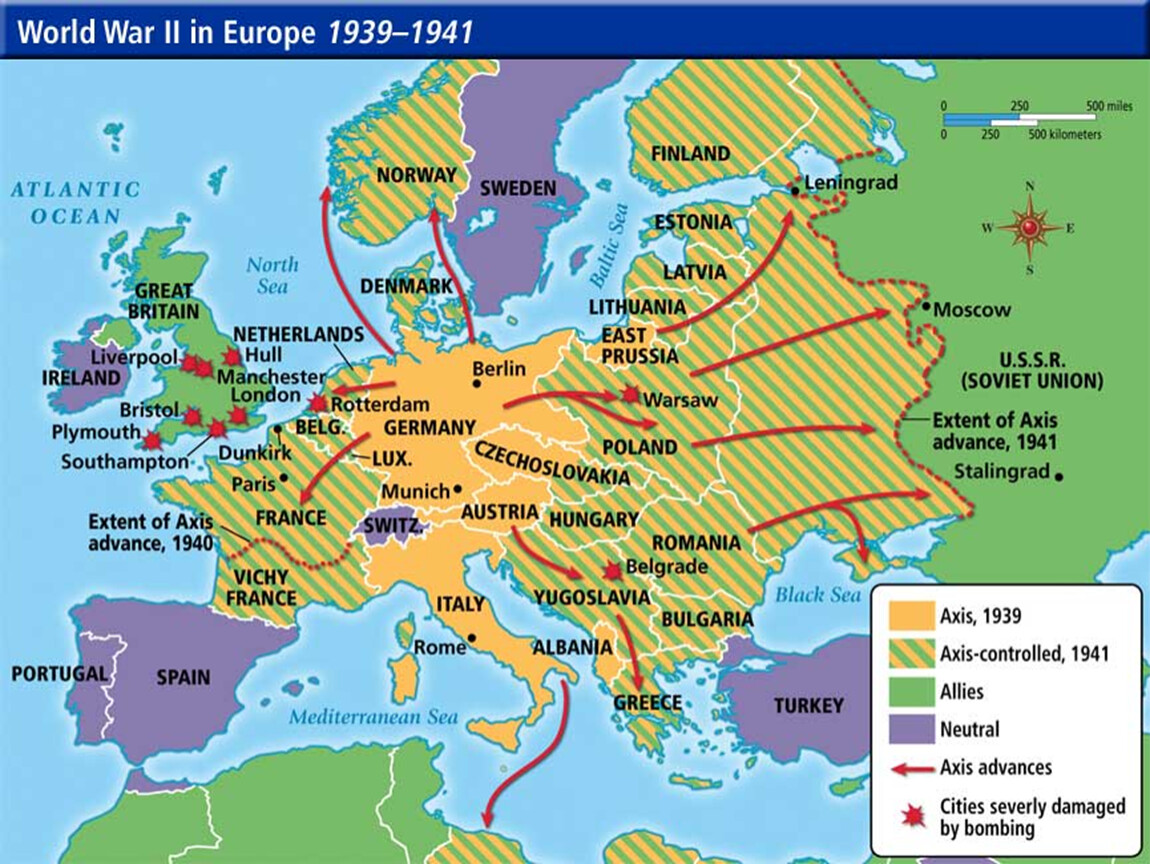 Вторая мировая война карта 1939 1941