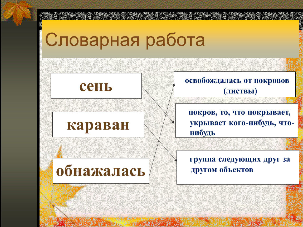 Слово сень. Уж небо осенью дышало Словарная работа. Уж небо осенью дышало… Словарная работа сень. Словарная работа сени. Словарная работа сень Караван обнажалась литература Пушкин.