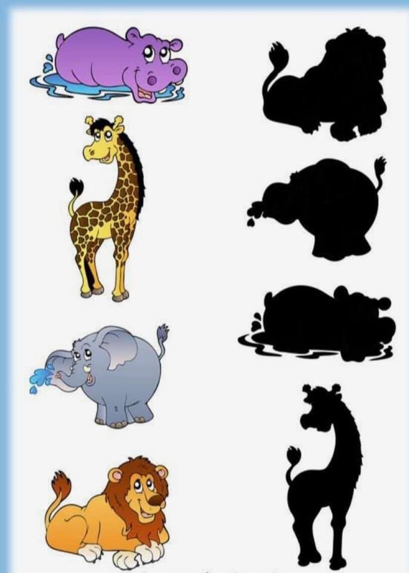 тени животных картинки для распечатки для детей
