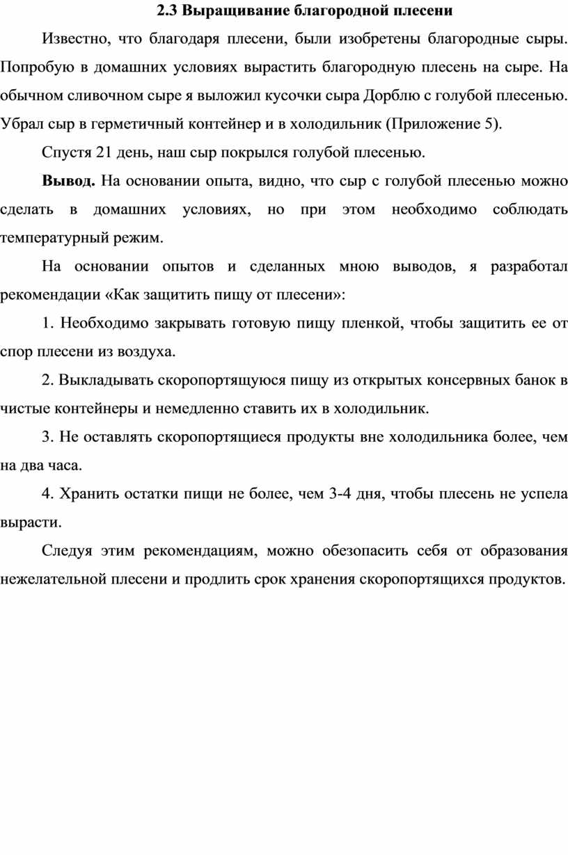 Исследовательская работа Плесень