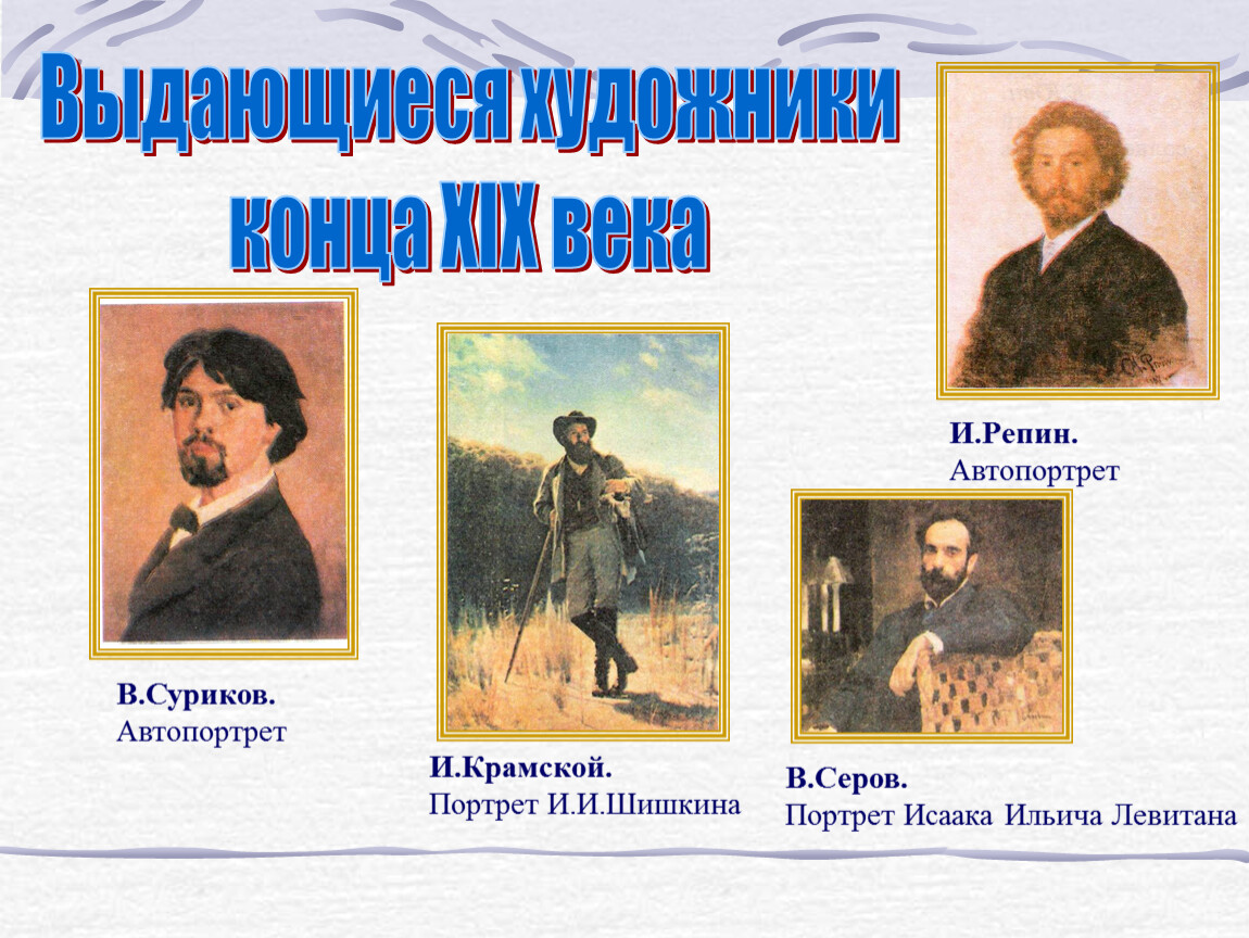 Фамилии художников. Репин Суриков Левитан. Имена известных художников. Список известных художников. Фамилии художников 19 века.