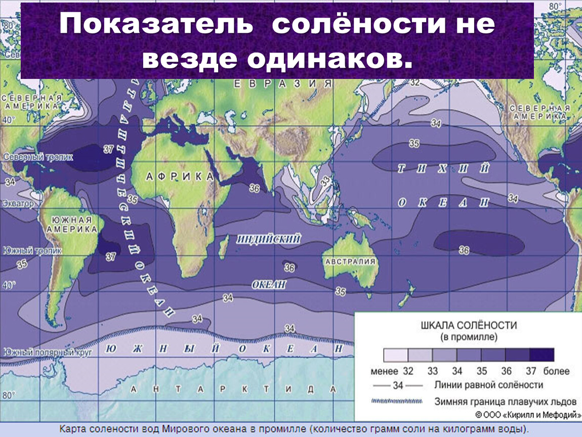 Карта температуры мирового океана