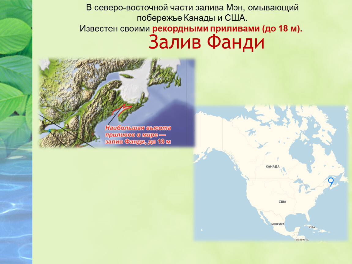 Залив фанди на карте северной