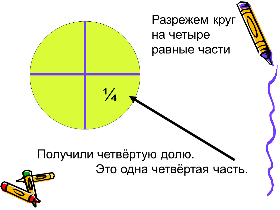 На четыре части между. Круг на четыре равные части. Круг разрезанный на 4 части. Одна четвертая часть круга. Доли окружности.