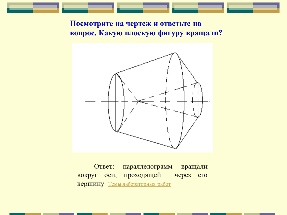 Нарисуйте плоскую фигуру вращая которую можно получить изображенное тело