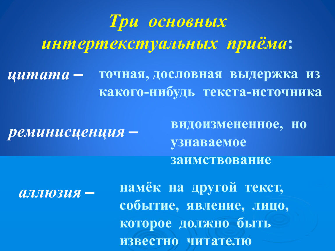 По другому текст. Что такое эпиграф цитаты. Реминисценции. Интертекстуальные связи литературного произведения. Приемы интертекстуальности. Цитата аллюзия реминисценция.