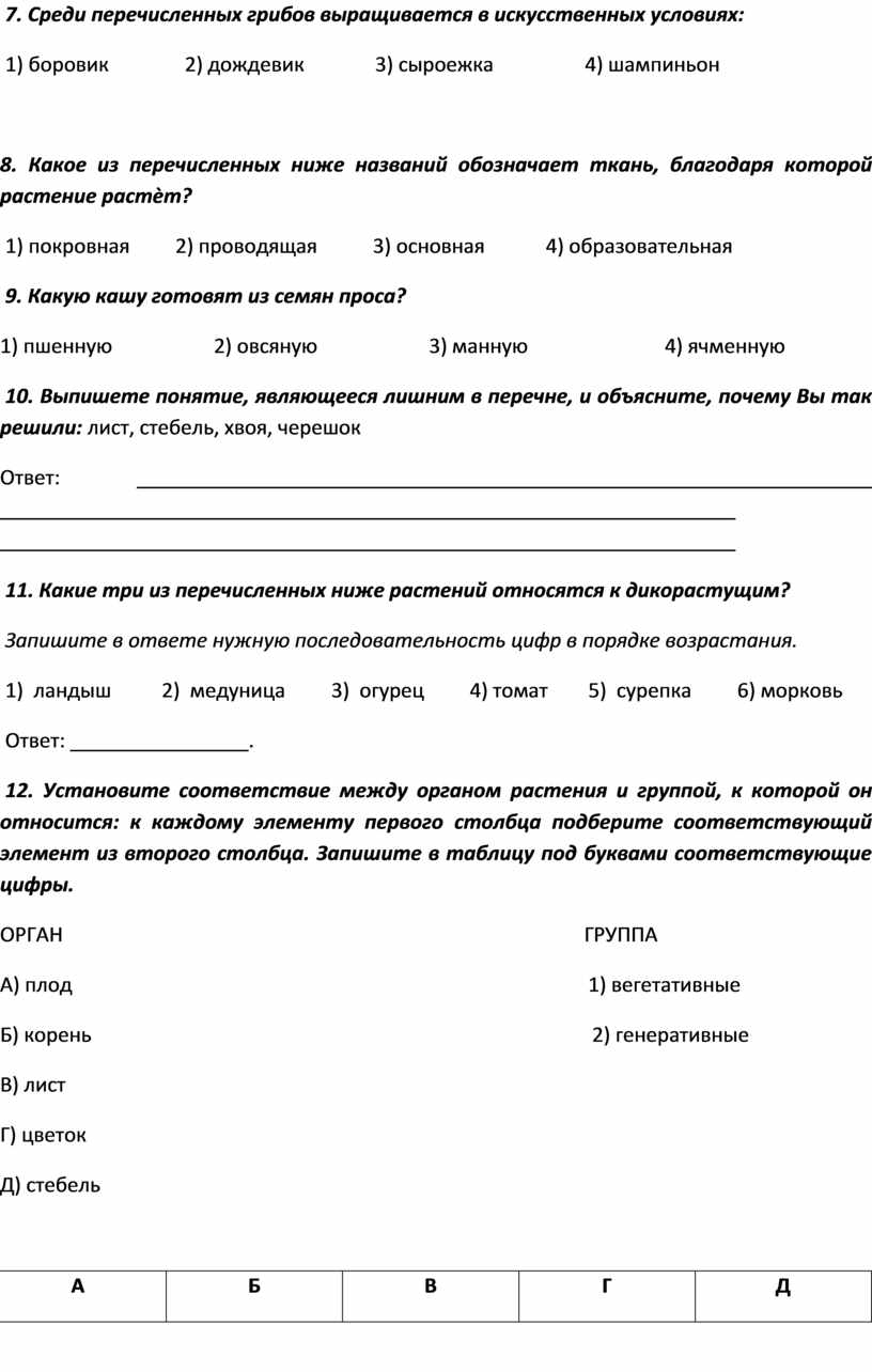 Фонд оценочных средств по биологии. 5, 8, 9 классы