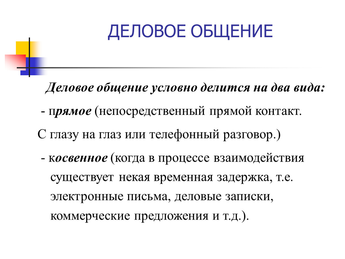 Понятие и виды делового общения презентация