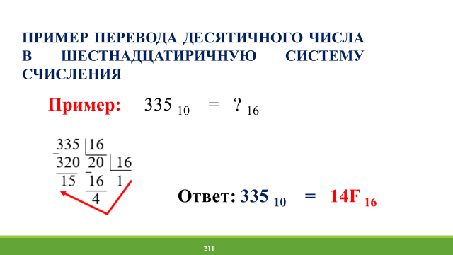 Шестнадцатеричную систему счисления переводим в десятичную