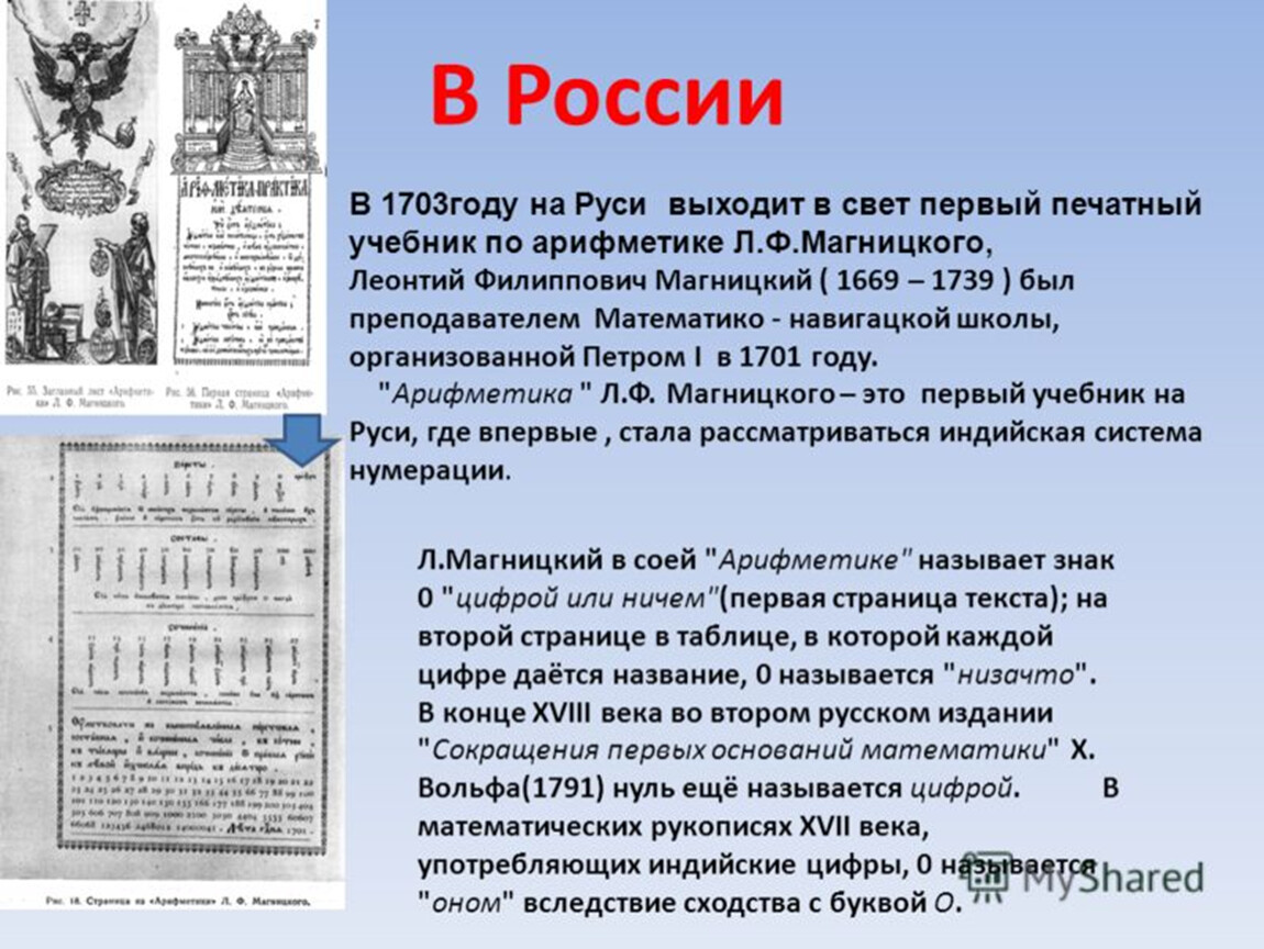 Первый учебник математики на руси проект