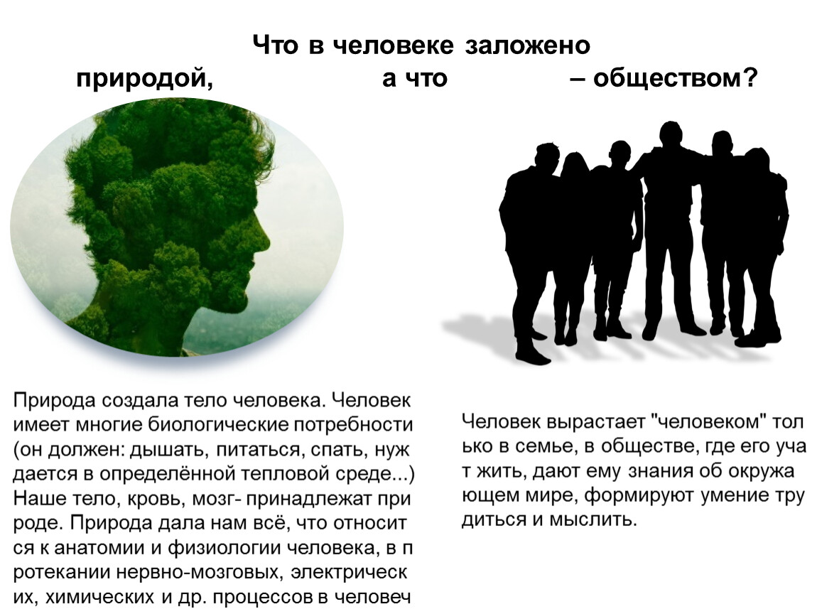 Природное в человеке. Что в человеке заложено природой. Что в человеке заложено обществом. Что в человеке заложено природой а что обществом.