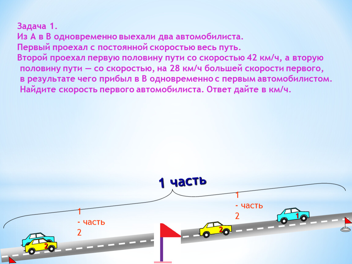 2 автомобиля выехали одновременно навстречу