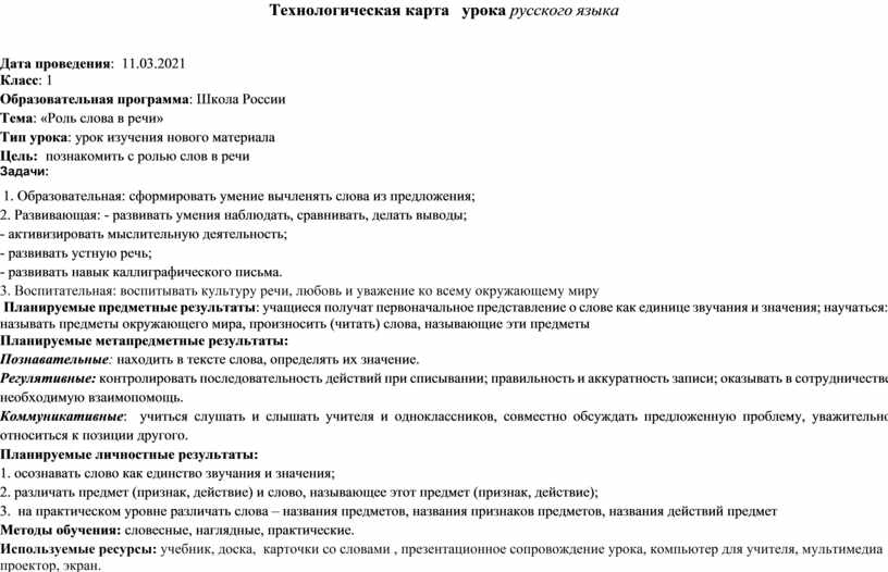 Технологическая карта основа слова 3 класс школа россии