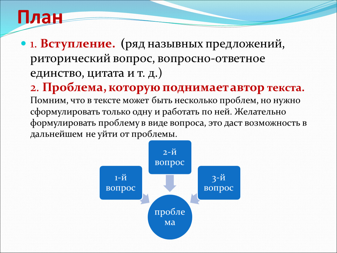 Сложный вопросный план