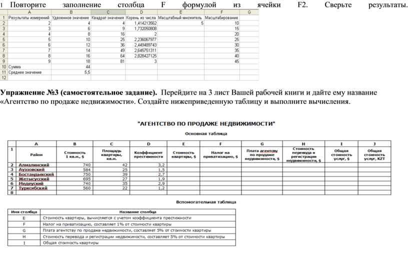 Практическая работа таблицы ответы