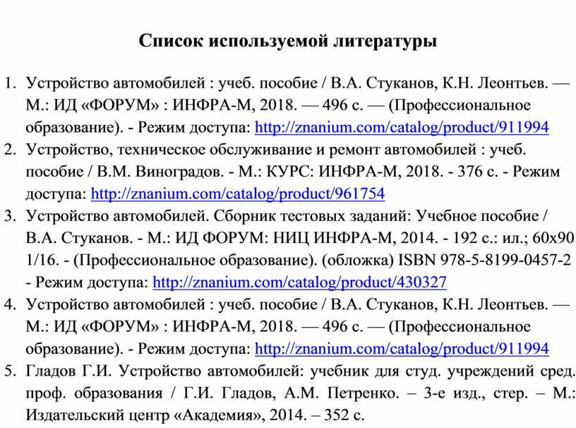 Список используемой литературы для проекта по технологии