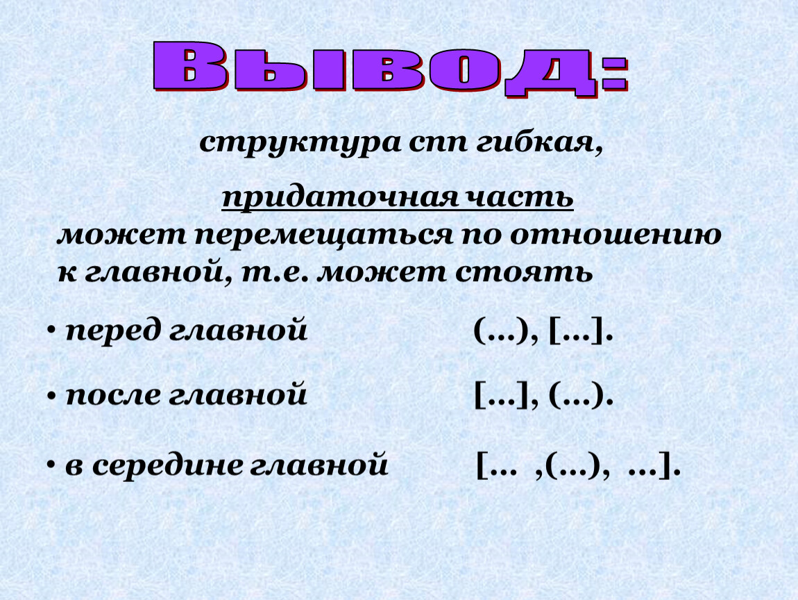 Схема строения предложения в русском языке