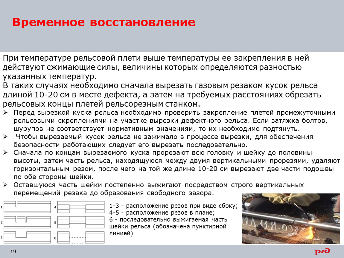 Восстановление целостности рельсовой плети