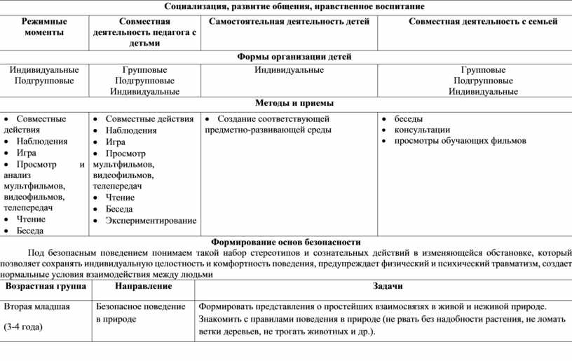 Социализация, развитие общения, нравственное воспитание