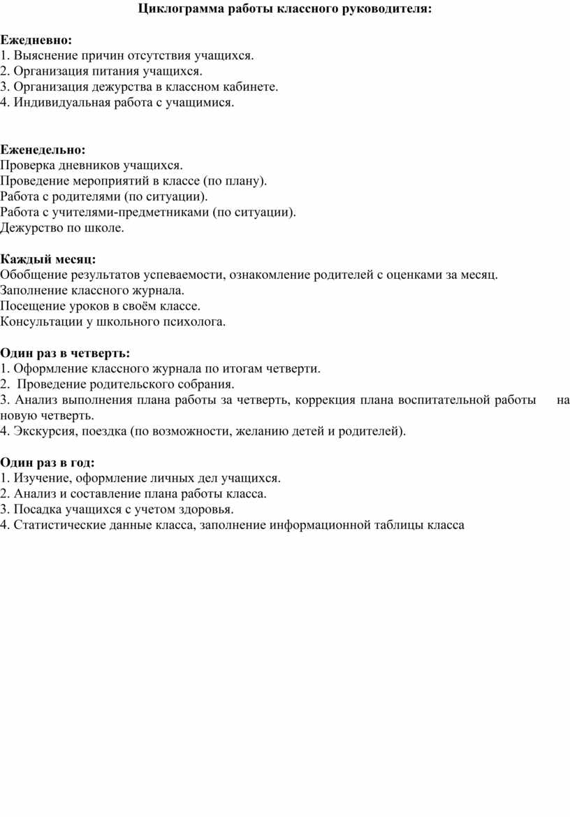 План воспитательной работы 8 класс