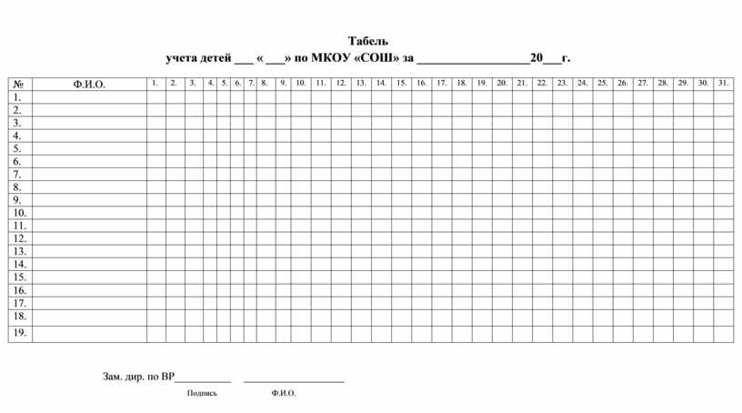 Табель учета посещаемости детей форма 305 образец распечатать