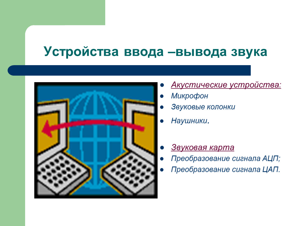 Преобразование звука при вводе и выводе картинки