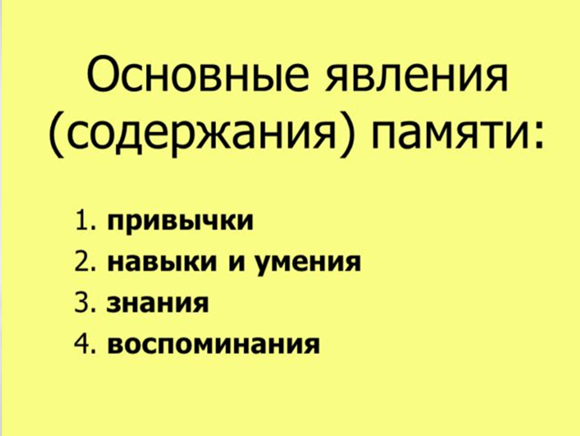 Содержание памяти. Явления памяти. Содержание памяти в психологии. Явления памяти в психологии.