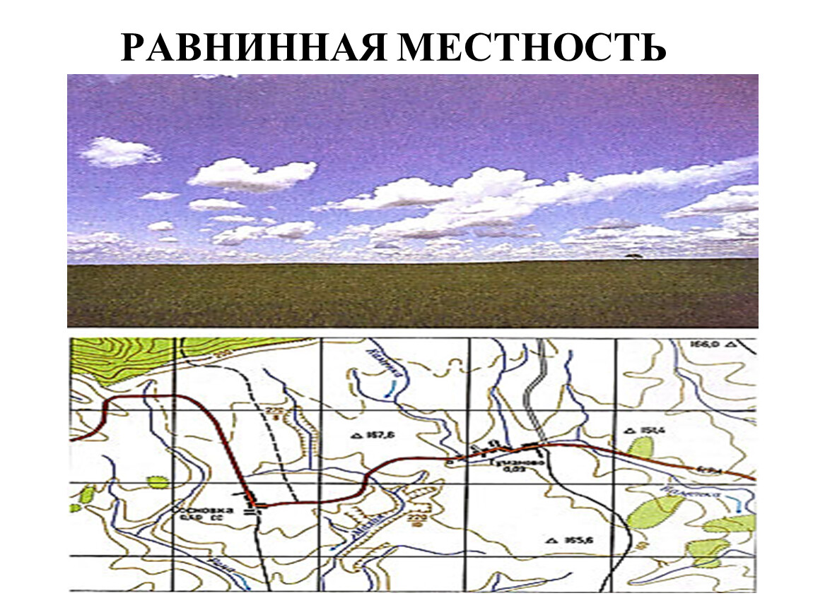 Какие есть местности. Равнинный рельеф местности на карте. Топографическая карта равнинная местность. Равнинная местность рисунок. План равнинной местности.