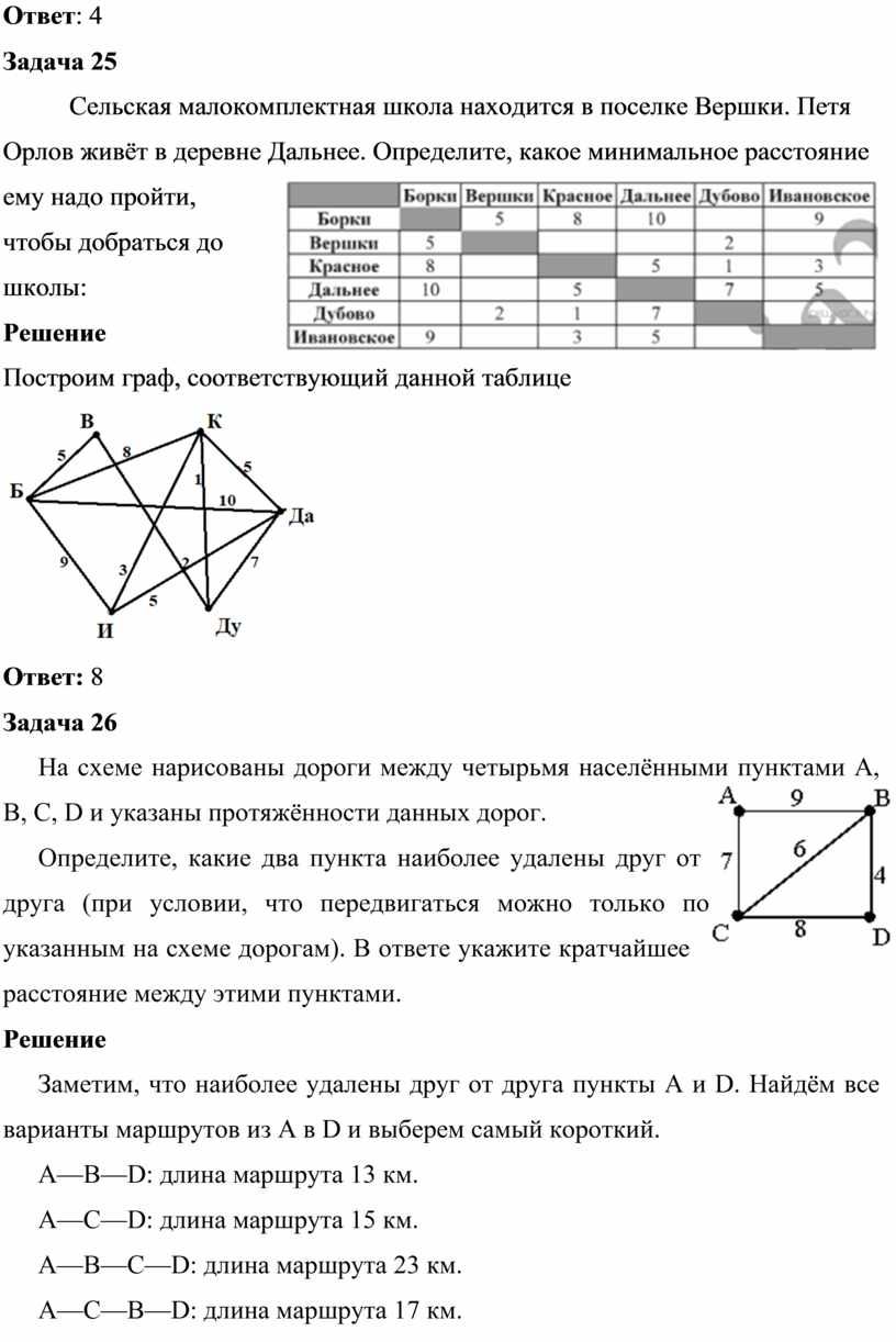 Решение задач математики и информатики с помощью графов